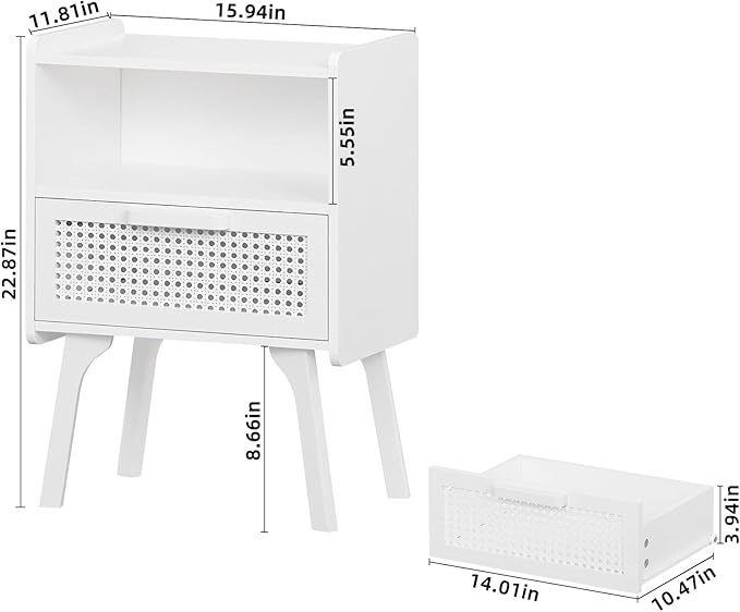 Lerliuo Rattan Nightstand, Side Table - Image 3
