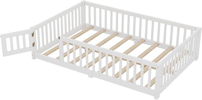 Bellemave Full Floor Bed with Slats and Safety Guardrails, Kids Montessori - Image 9