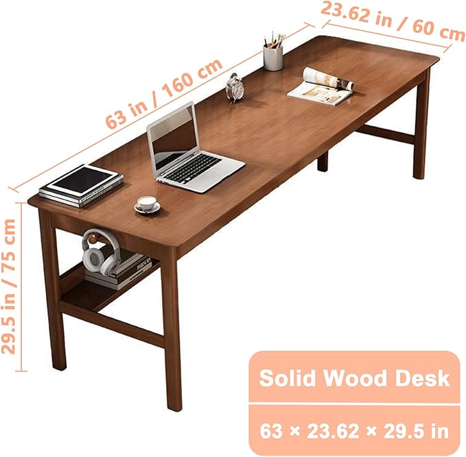 Solid Wood Desk, Writing Desk, Home Office Workstation - Image 2