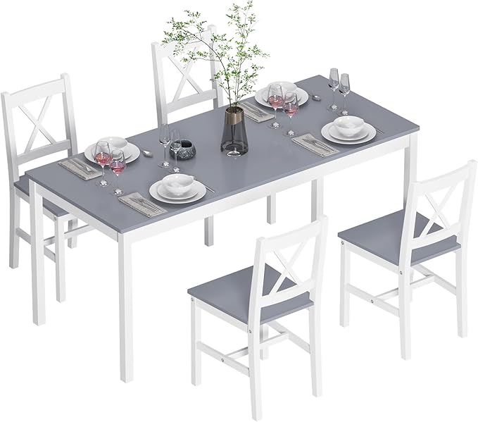 SogesPower Dining Table Set for 4, 5-Piece Wood Kitchen Dining Table Set by SogesPower