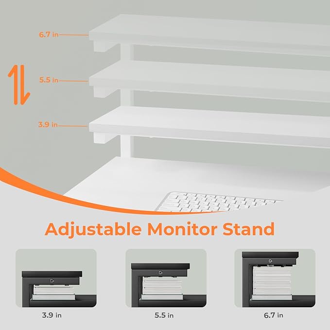 Computer Desk with Adjustable Monitor Stand, 39.4 in Small Desk with Reversible - Image 3
