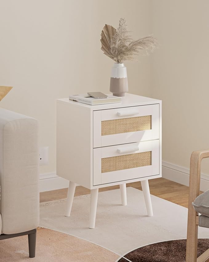 Masupu Rattan Night Stand, Modern nightstand Boho Bedside Table - Image 5