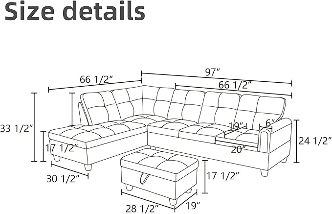 L Shaped Sectional Couches for Living Room, Modern Modular Sectional Sofa - Image 2