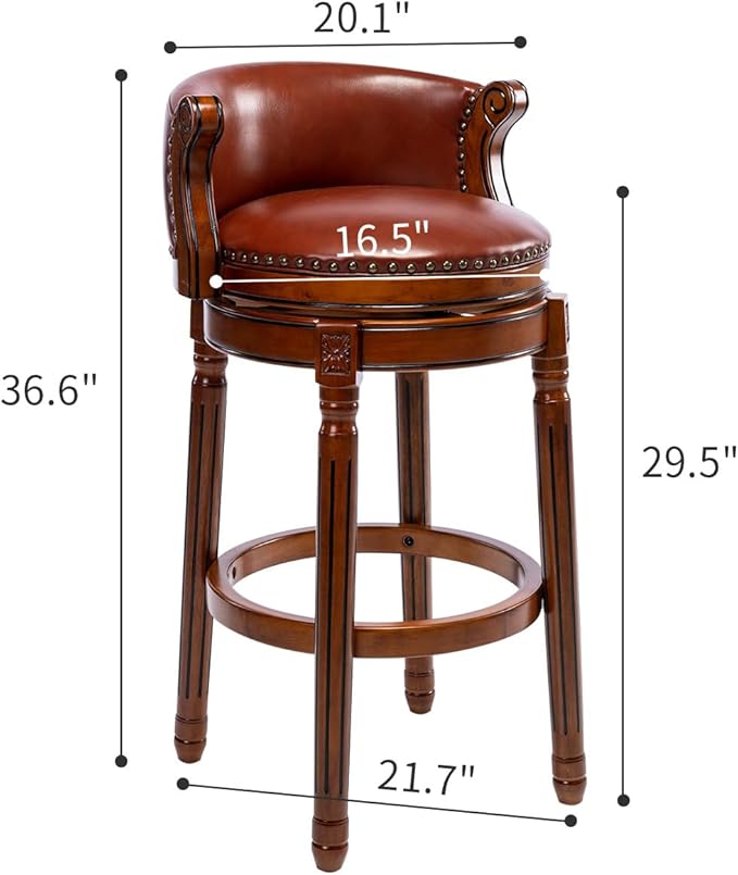 Cow top Leather Wooden Bar Stools, 29.5" Bar Height Bar Chair - Image 9