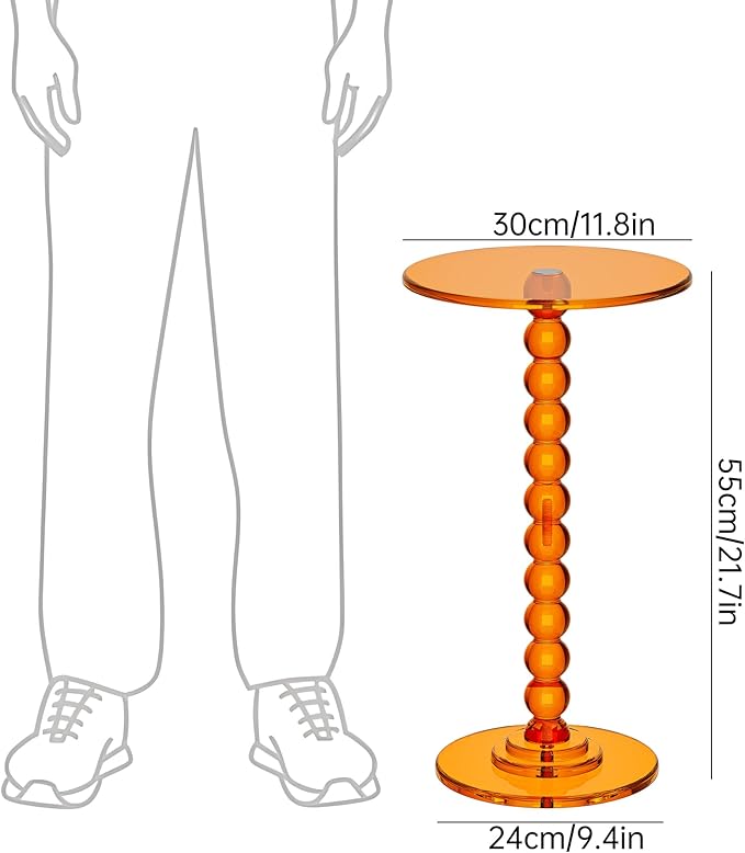 Acrylic Side Table, End Table Round Top - Image 3