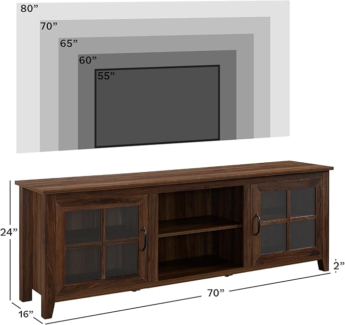 Walker Edison Portsmouth Classic 2 Glass Door TV Stand - Image 4