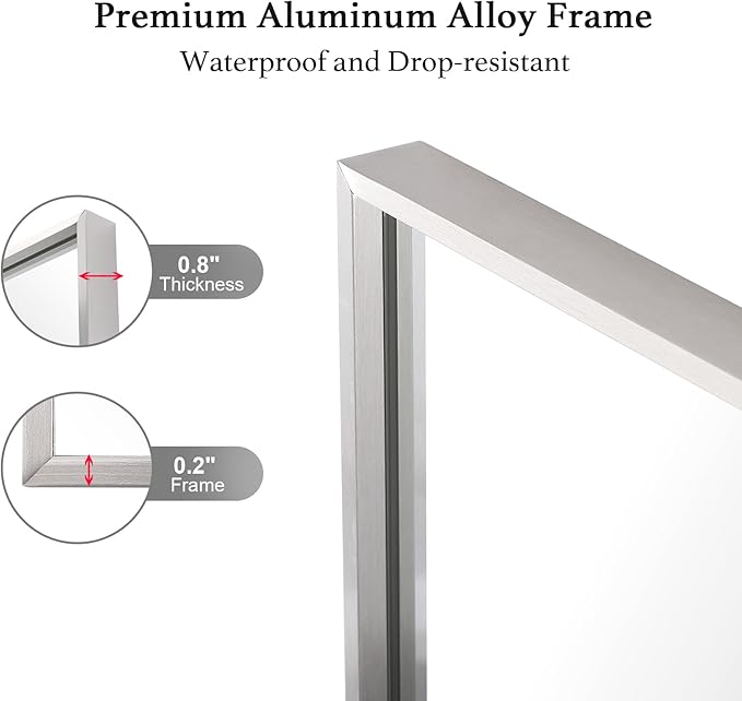 26x40 Inch Silver Bathroom Mirror - Image 3
