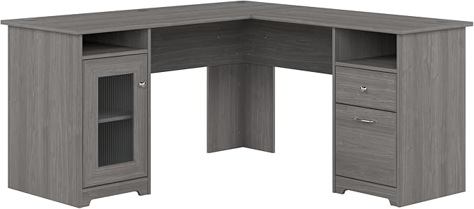 Bush Furniture Cabot L Shaped Computer Desk in Modern Gray | Corner Table by BushHome