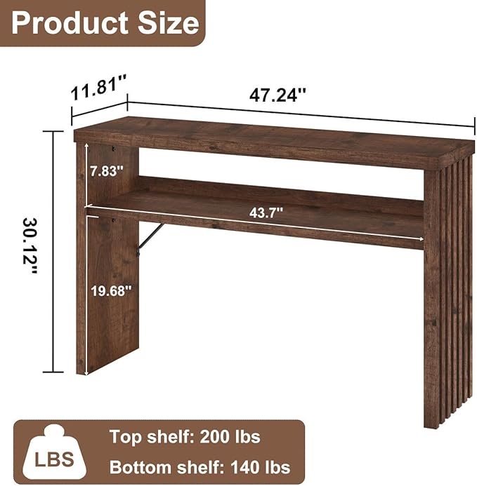 BON AUGURE Entryway Table, Console Table Behind Couch, Wood Sofa Tables - Image 2
