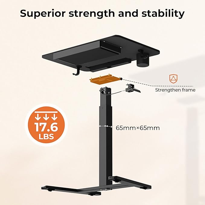 Mobile Standing Desk with Drawer, Portable Laptop Workstation on Wheels - Image 5