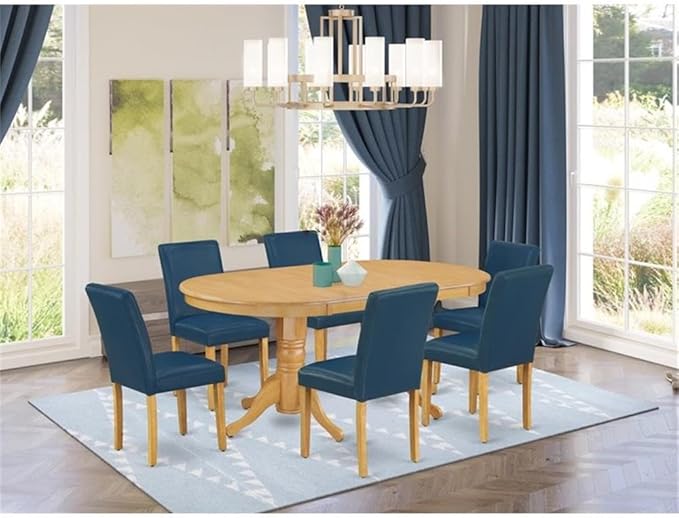 East West Furniture VAAB7-OAK-55 7 Piece Dinette Set Consist of an Oval Dining - Image 2