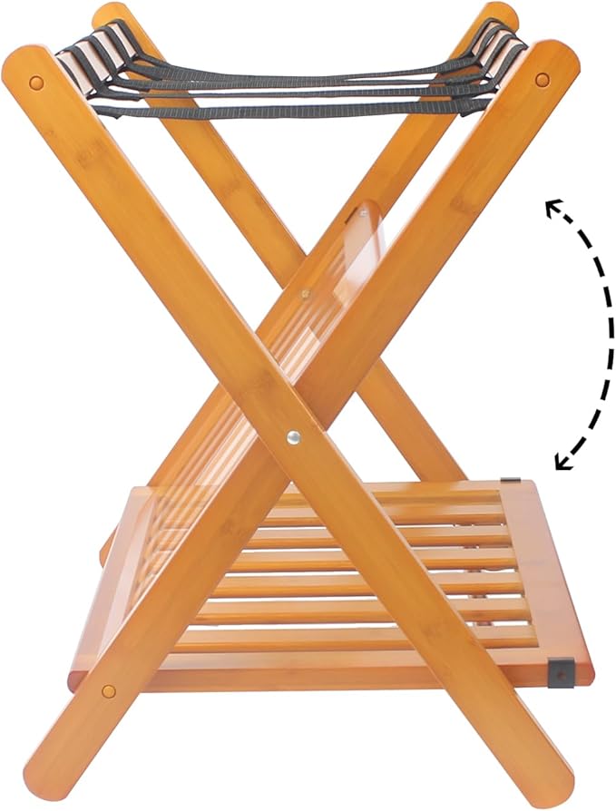 Pack of 2 Fully Assembled Bamboo Luggage Racks - Image 3