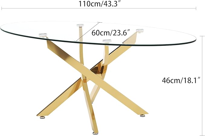 Glass Coffee Table with Chromed Legs, Oval Modern Living Room Center Table - Image 2