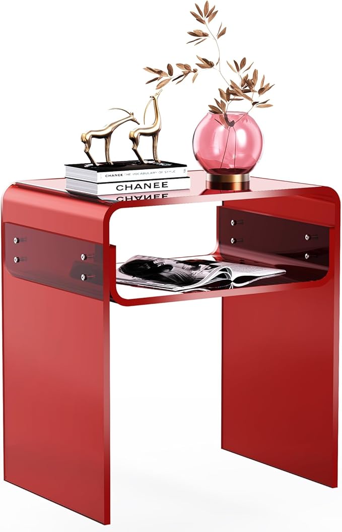 Clear Acrylic End Table 2-Tier Bedside Nightstand by AcrylicFurnitureHomeDecor
