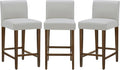 CHITA Counter Height Bar Stools Set of 3, PU Leather in Creamy Grey by CHITALIVING