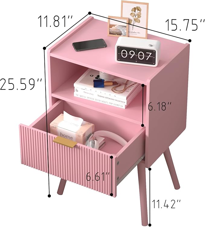 Nightstand, Modern Bedside Table - Image 2
