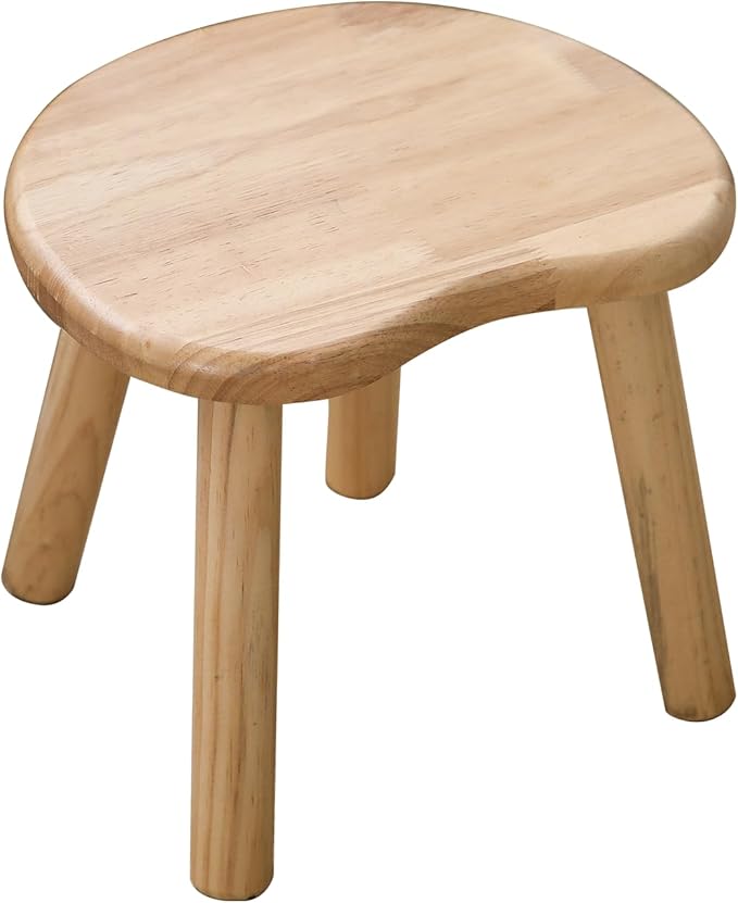 Wooden Stool, Small Step Stool for Kids, 10 inch Small Short Solid Wood Chair by HuiDao