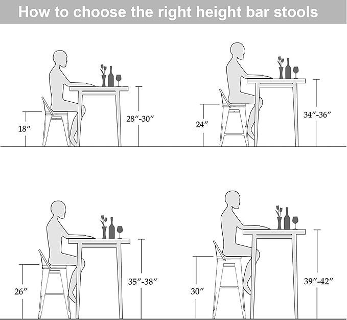 Changjie Furniture 30 Inches Metal Barstools Set of 4 Counter Height Bar Stools - Image 6