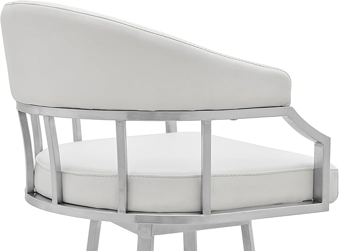 Armen Living Valerie Modern 26" Seat Height White Faux Leather and Brushed - Image 7