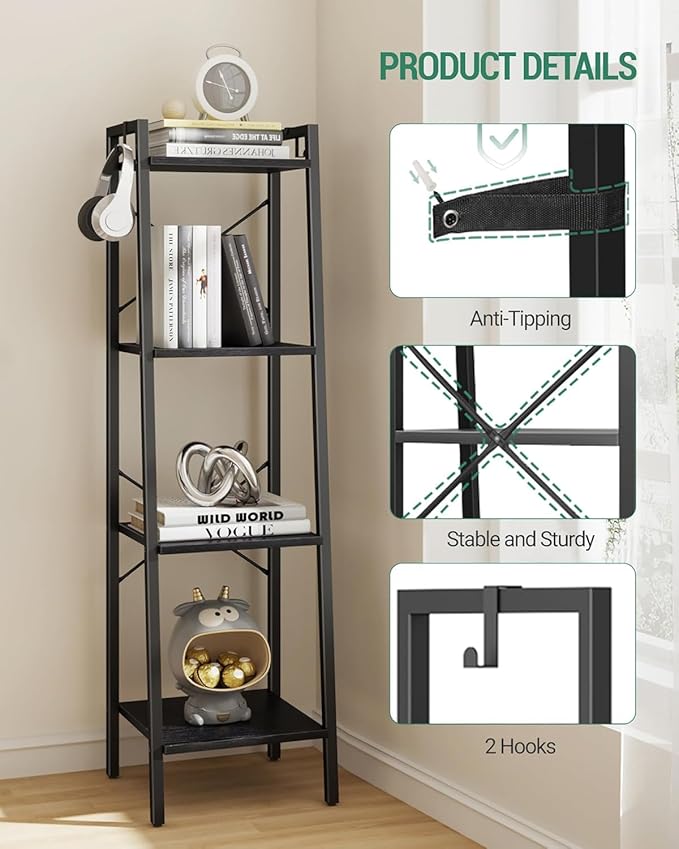 Ladder Shelf, Bookshelf Bookcase, Freestanding Corner Storage Shelve - Image 5