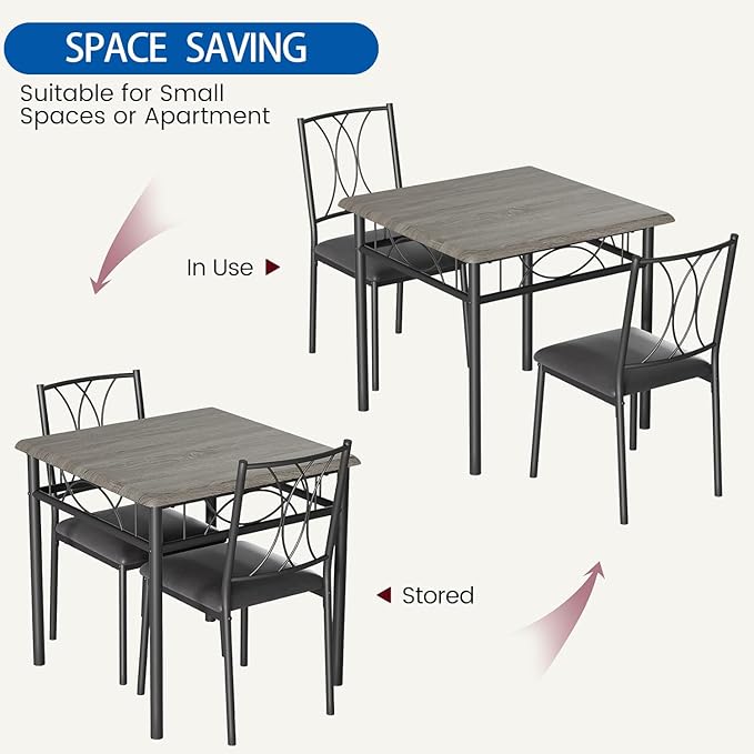 IDEALHOUSE Dining Table Set for 2, Square Dinner Table Sets - Image 7