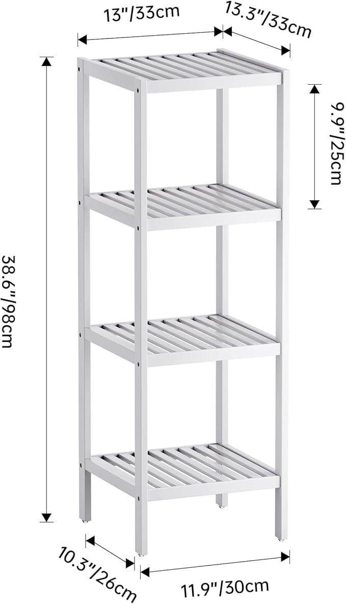 SMIBUY Bathroom Storage Shelf, 4-Tier Bamboo Rack Organizer - Image 3