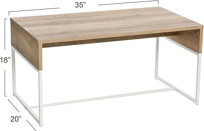 Household Essentials Wrap Rectangular Coffee Table Coastal Oak Rustic Wood - Image 3