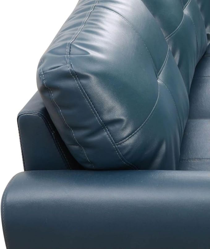 Denim L-Shaped 3-Piece Faux Leather Sofa - Image 5