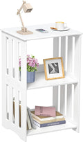 3-Tier End Table Nightstand White, Narrow Side Table by HAYOFAMY