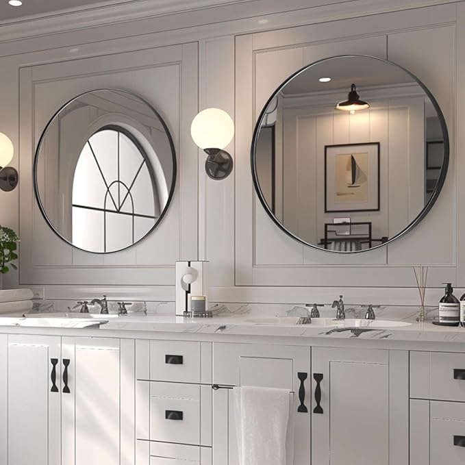 ANDY STAR Round Wall Mirror for Bathroom, 30 Inch Black Circle Mirror Modern - Image 6