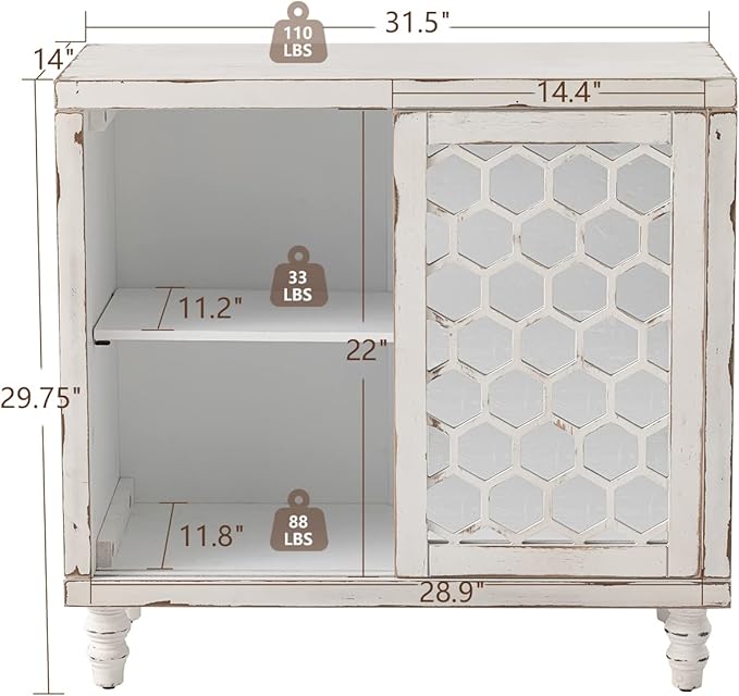 COSIEST 31.5" W Sideboard Buffet Cabinet - Image 2