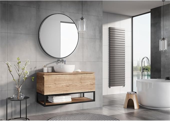 26inch Bathroom Round Mirror, Wall Mounted Vanity Mirror, Steel Frame, Steel - Image 5