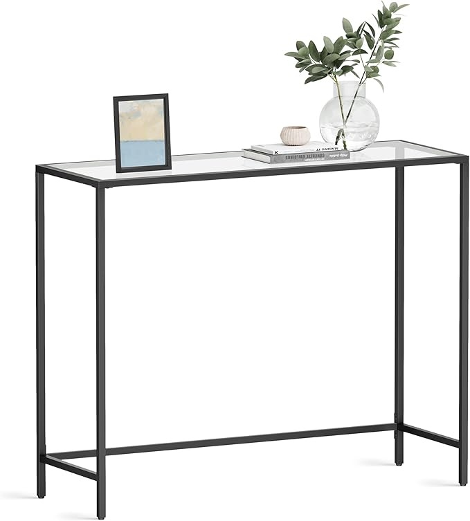 VASAGLE 39.4 Inches Console Table, Tempered Glass Sofa Table, Modern Entryway by VASAGLEbySONGMICSHOME