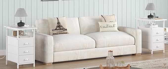End Table with Charging Station, Side Tables Livingroom with USB Ports and - Image 8