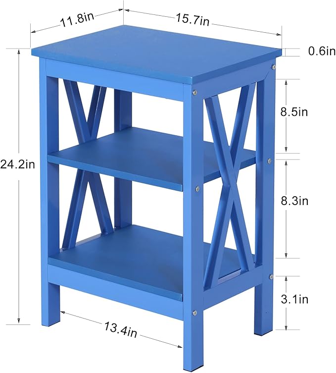 VECELO End Table, Bedside Table, X-Design Reinforced Nightstands, Side Table - Image 3
