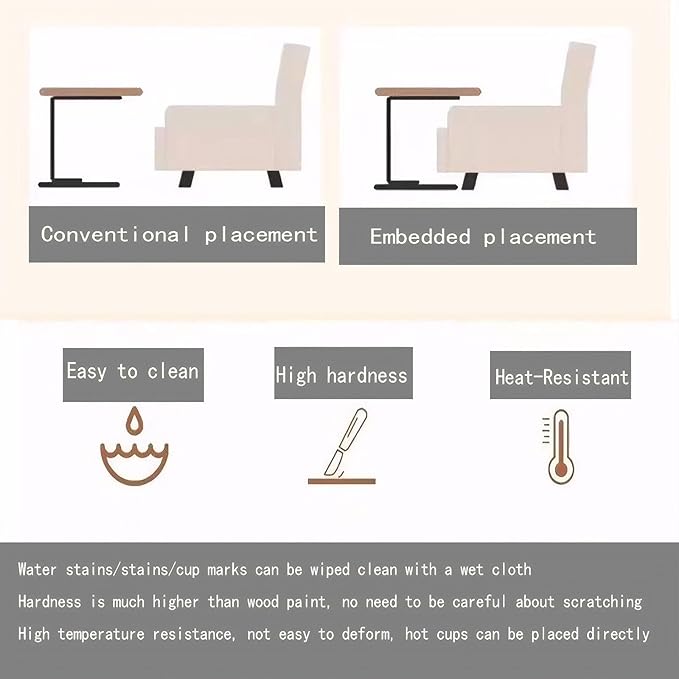 C End Table Adjustable Height, C Shaped Side Tables Living Room and Bedroom - Image 7