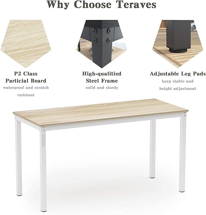 Teraves Computer Desk/Dining Table Office Desk Sturdy Writing Workstation - Image 8