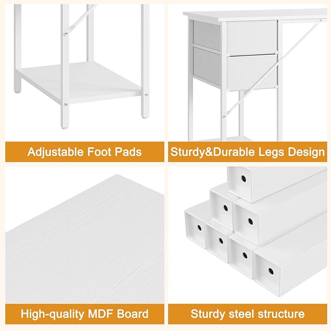 Computer Desk with 4 Drawers, 47 Inch Office Table with Storage, Gaming with - Image 6