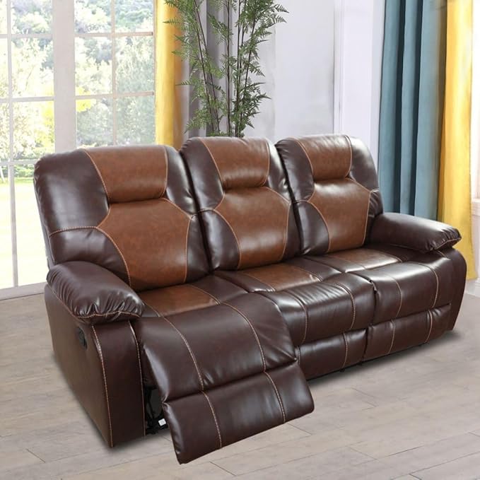Manual Breathing Leather Reclining Sofa, Comfortable Wide Lazy Leather Couch - Image 2