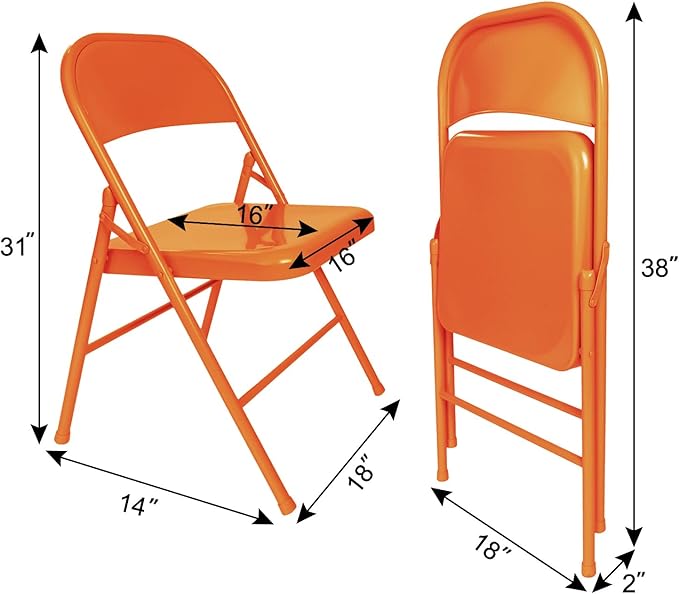 VECELO Metal Folding Chairs 4 Pack, Double Hinged Steel Frame Easy - Image 3