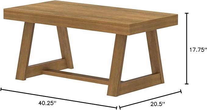 Plank+Beam Classic Rectangular Coffee Table, 40 Inch Farmhouse Coffee Table - Image 2