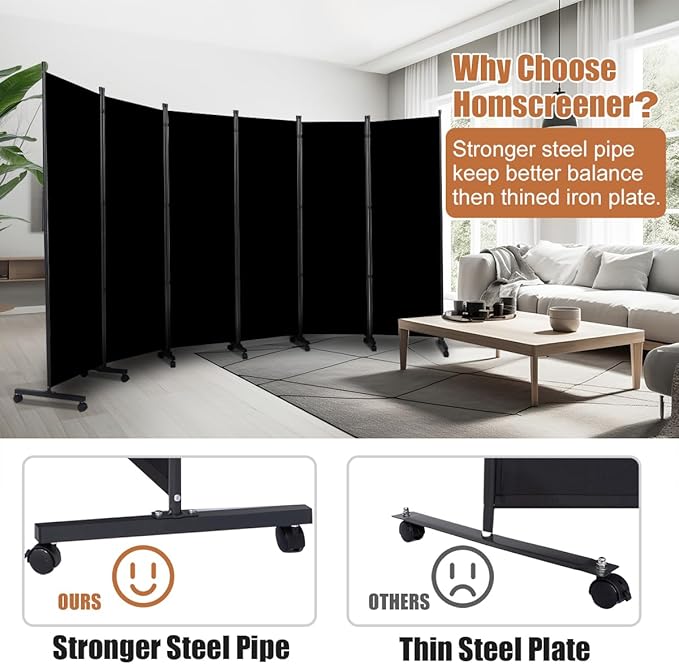 Room Divider Portable 132'' Partition Room Dividers and Folding Privacy Screens - Image 2