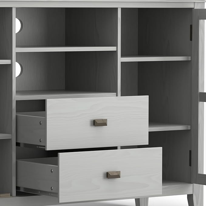 SIMPLIHOME Artisan SOLID WOOD 53 inch Wide Contemporary TV Media Stand in Fog - Image 8