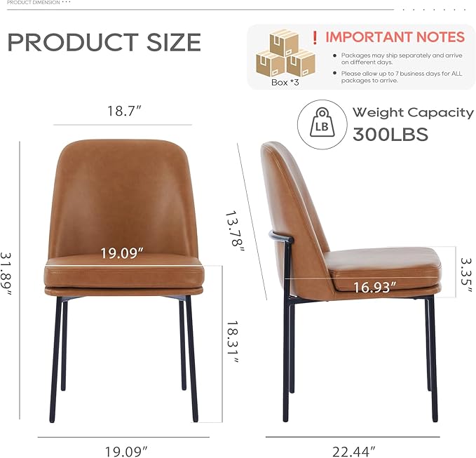 COLAMY Modern Dining Chairs Set of 6, Faux Leather Upholstered Dining Room - Image 2