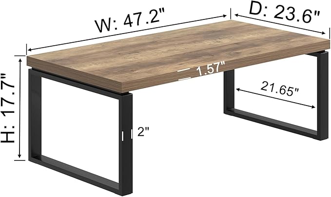 EXCEFUR Coffee Table, Modern Wood and Metal Living Room Table, Industrial - Image 2