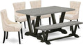 East West Furniture V696FR102-6 6 Piece Dining Set Contains a Rectangle Dining by EastWestFurniture