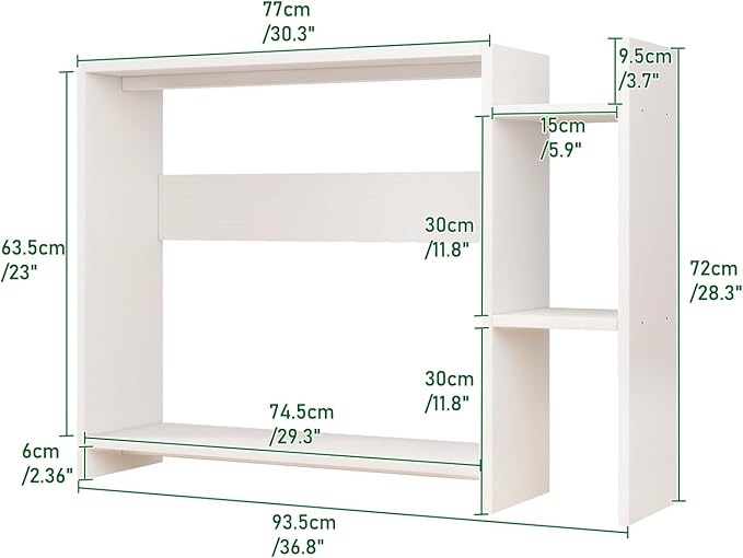 IBUYKE Desktop Bookshelf, 36.8" Desktop Organizer Shelf, Wood Desk Hutch - Image 3