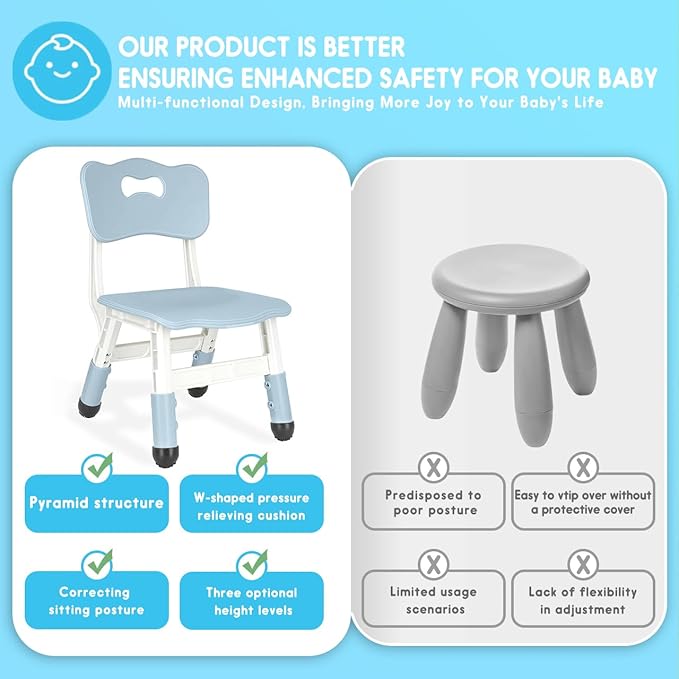 Kids Height Adjustable Toddler Chair Max Load 220LBS Plastic Indoor Outdoor - Image 5