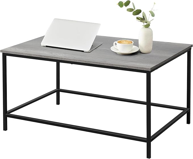SENIG Small Coffee Table, Modern Industrial Style Rectangular Coffee Table by SENIG