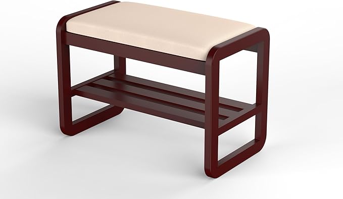 Solid Wood Shoe Rack, 2 Tier Shoe Storage Bench by Unknown